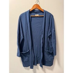 Pact Organic Cotton Open Front Cardigan Midnight Blue Airplane Wrap Oversized